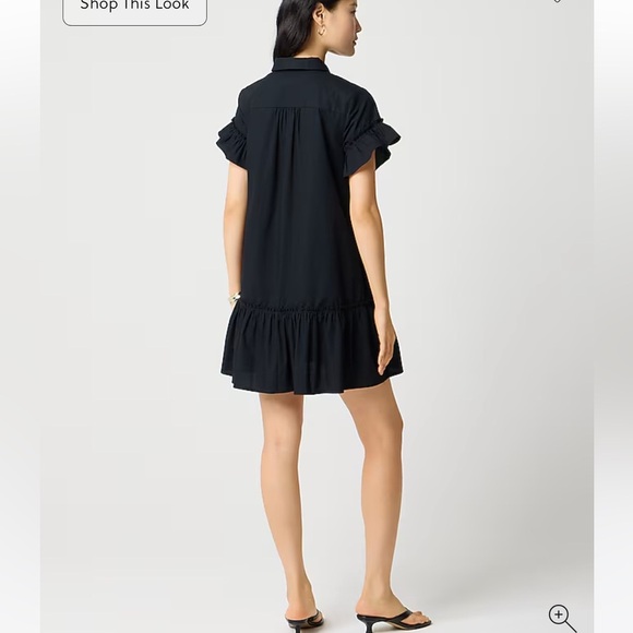 J Crew Ruffle-sleeve mini shirtdress black size 6 petite 6P j.crew new - Picture 3 of 8